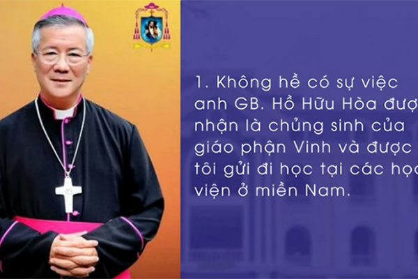 Tòa giám mục giáo phận Vinh minh định về sự việc liên quan đến anh GB. Hồ Hữu Hòa